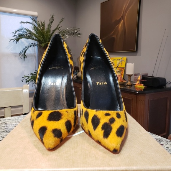 NEW Christian Louboutin Kate Genuine Calf Hair Leopard Pointed Toe Pump size 39 - Picture 5 of 12